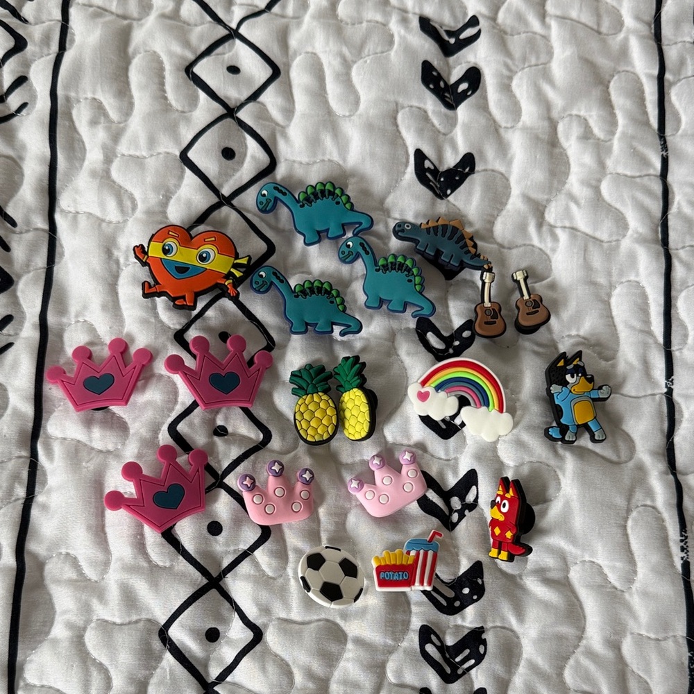 Colorful Kids Croc Jibbitz Dinosaurs and Crowns